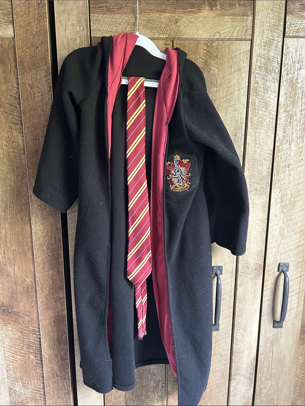Kids Black and Burgundy Wizard Robe with Gryffindor Crest